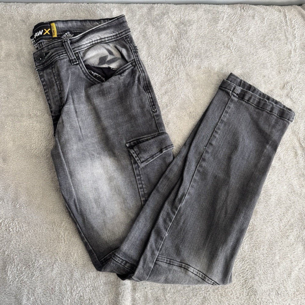 Raw X Men's Jeans 32x 32 Distressed Black Stretch Denim Slim Fit Streetwear